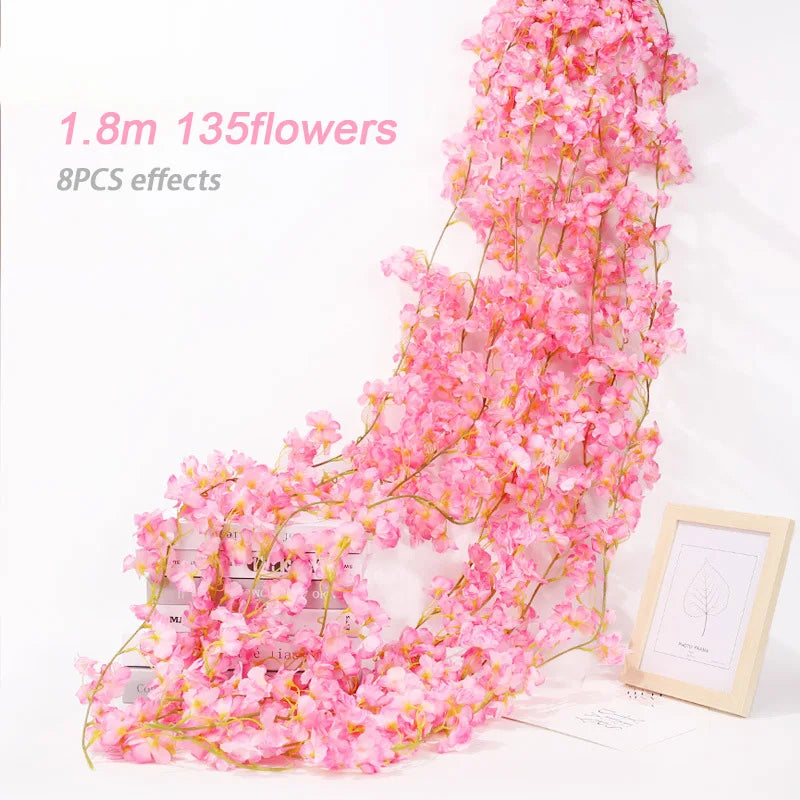 1.8m Silk Cherry Blossom Garland – Artificial Floral Vine for Wedding Decor