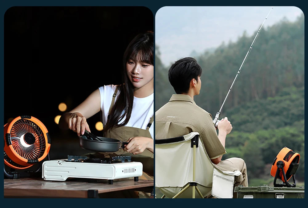 Portable Camping Fan – 20000mAh Rechargeable LED Tent Light for Outdoor Travel