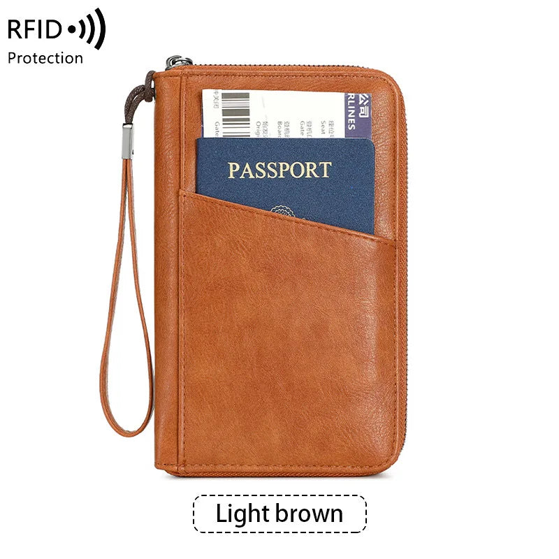 RFID Leather Passport Wallet – Anti-Theft Card Holder for Travel