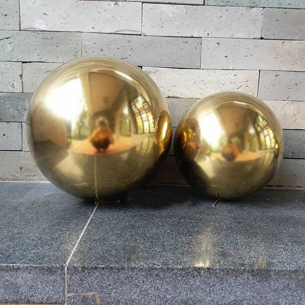 Gold Stainless Steel Mirror Sphere – Decorative Hollow Ball for Garden Decor