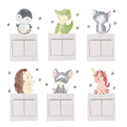 Cartoon Animal Switch Stickers – Cute Boho Wall Decals for Kids Nursery
