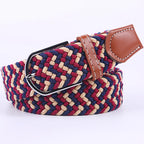 Woven Elastic Canvas Belt – Stretch Braided Buckle Strap for Casual Jeans