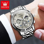 Quartz Chronograph Watch – Moon Phase Luminous Wristwatch for Men