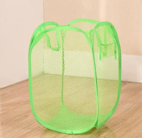 Mesh Foldable Laundry Basket – Minimalist Monochrome Hamper for Bathroom