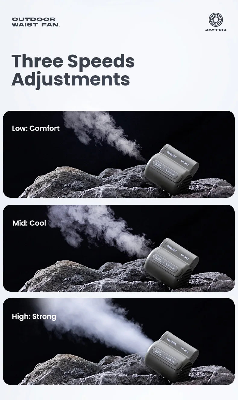 Portable Waist Clip Fan – Rechargeable Cooling Device for Outdoor Camping
