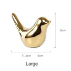 Nordic Gold Ceramic Bird Statue – Modern Animal Sculpture for Home Decor