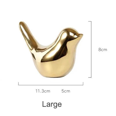 Nordic Gold Ceramic Bird Statue – Modern Animal Sculpture for Home Decor