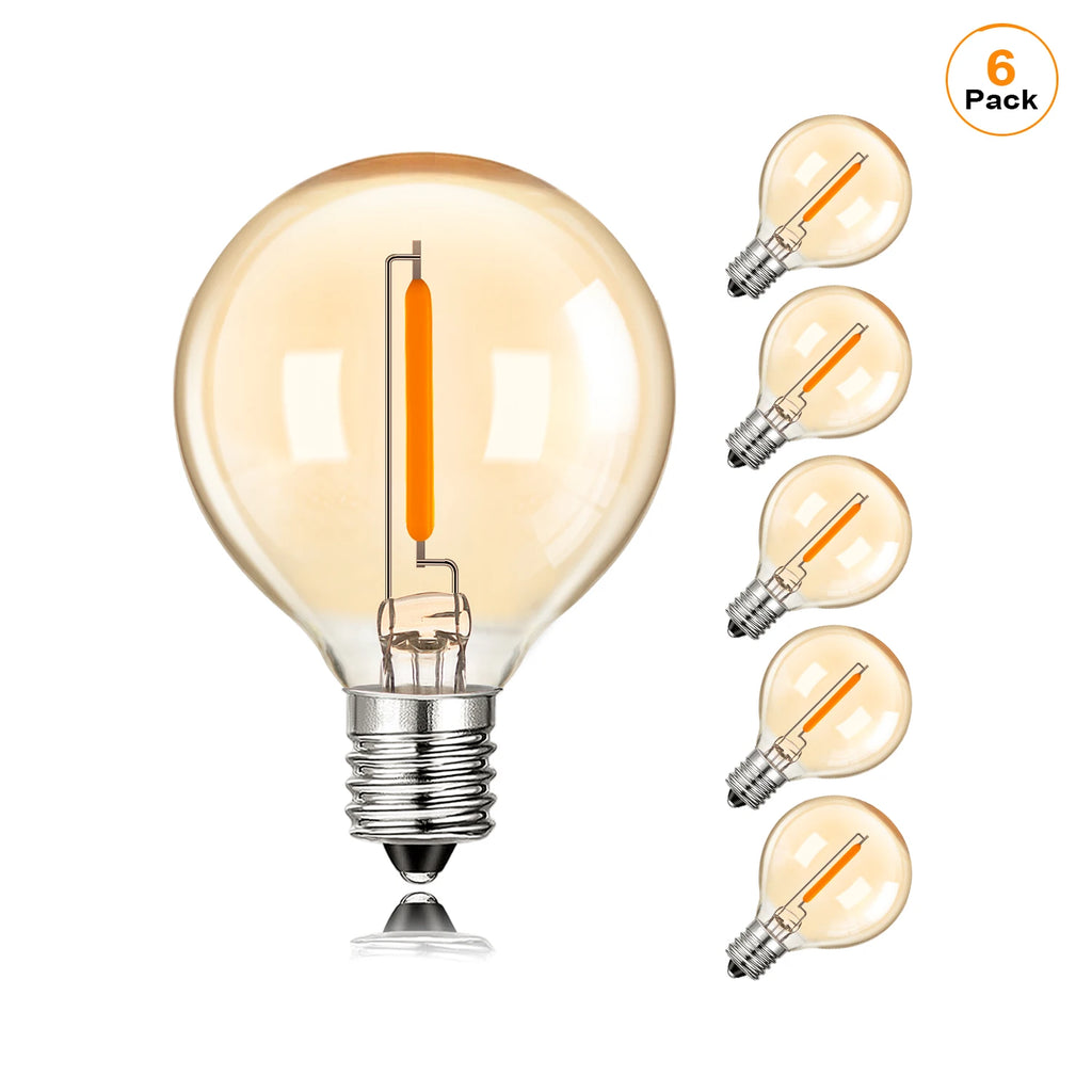 G40 Gold Tint LED Filament Bulbs – Dimmable Glass Globe for Outdoor Decor