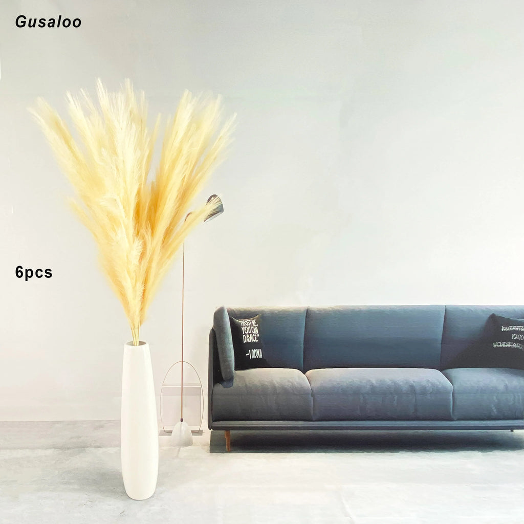 47" Faux Pampas Grass – Tall Fluffy Artificial Stems for Home Decor