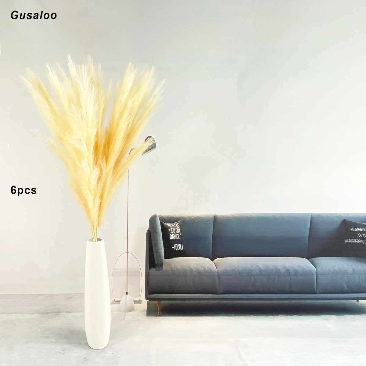 47" Faux Pampas Grass – Tall Fluffy Artificial Stems for Home Decor