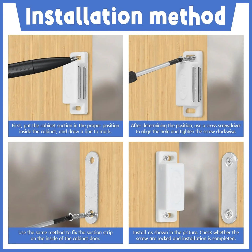 Magnetic Cabinet Door Catches – Small Furniture Hardware for Kitchen Closets