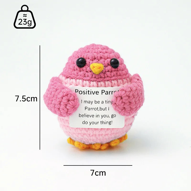 Handmade Wool Crochet Dog Doll – Positive Affirmation Plush for Home Decor