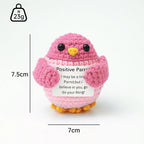 Handmade Wool Crochet Dog Doll – Positive Affirmation Plush for Home Decor