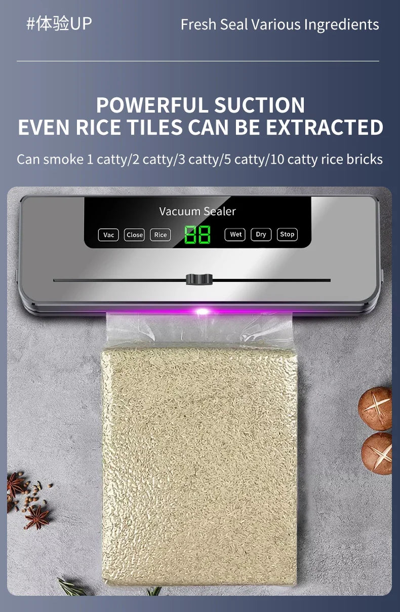 Electric Vacuum Sealer – UV Sterilization with Cutter for Food Storage