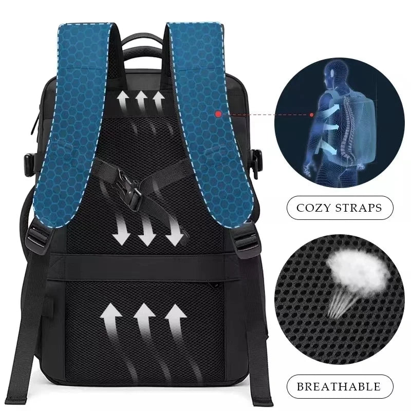 Expandable 17.3-inch Laptop Backpack – Waterproof Travel Bag for Men