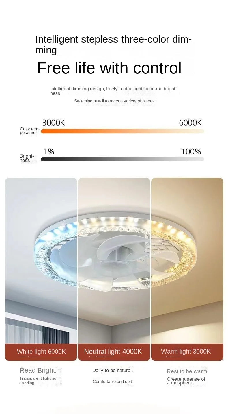 Modern LED Ceiling Fan Light – Remote Controlled E27 Lamp for Bedroom