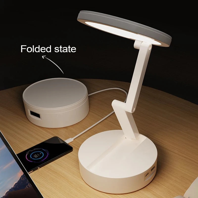 Foldable LED Desk Lamp – Rechargeable USB Reading Light for Home Office