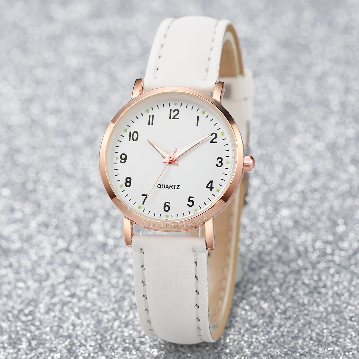 Arabic Dial Quartz Wristwatch – Leather Strap Casual Gift for Women