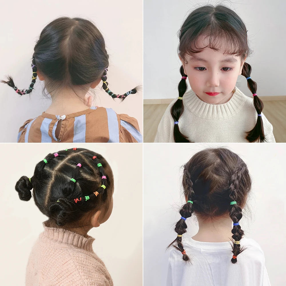 Colorful Disposable Hair Bands – Elastic Rubber Ties for Kids Hairstyles