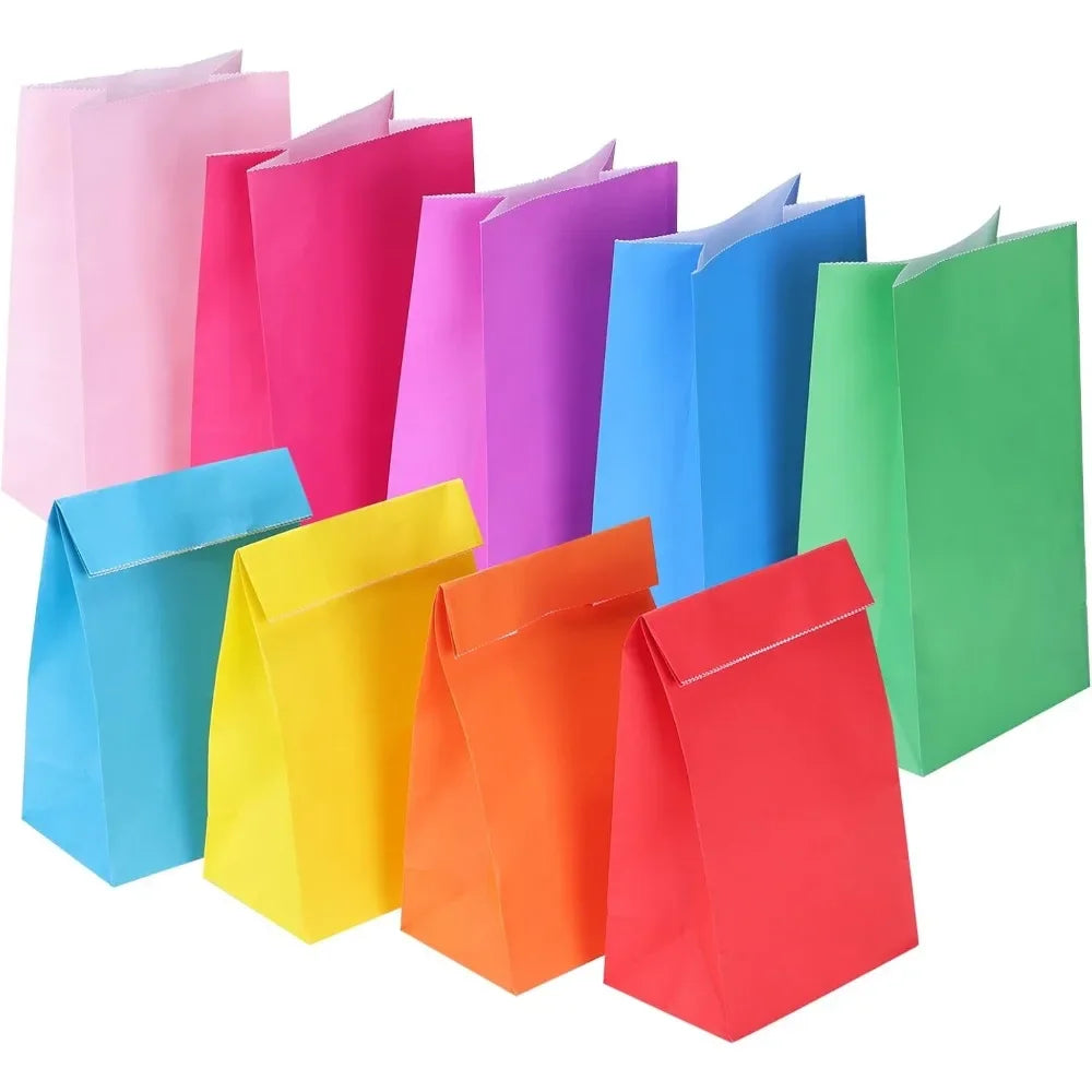 Paper Gift Bags – Small Colored Treat Sacks for Birthday Party Favors