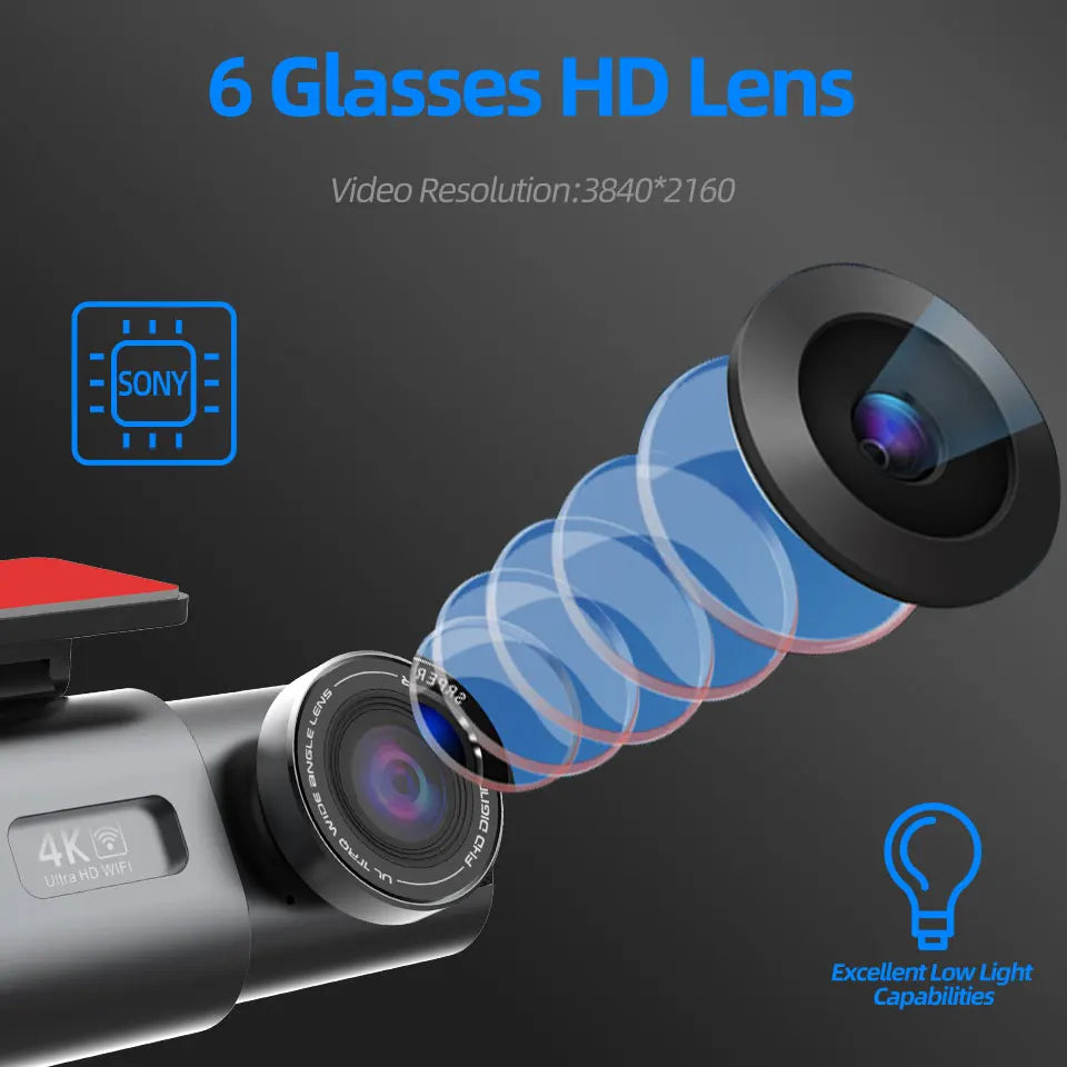 4K WiFi Dash Cam – GPS Night Vision Car DVR for Vehicle Security