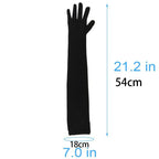 Black Opera Length Gloves – Stretchy Satin Accessories for Evening Formal Wear