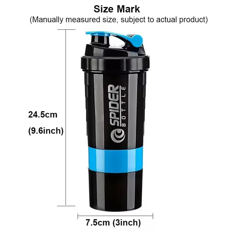 3-Layer Protein Shaker Bottle – Large Capacity Mixer for Fitness Gym Workouts