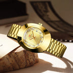 Oval Stainless Steel Women’s Watch – 34mm Gold Diamond Dress for Banquet