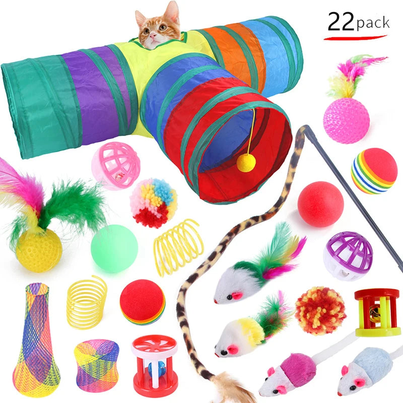 Foldable Rainbow Cat Tunnel – Interactive Play Tube for Kitten Exercise