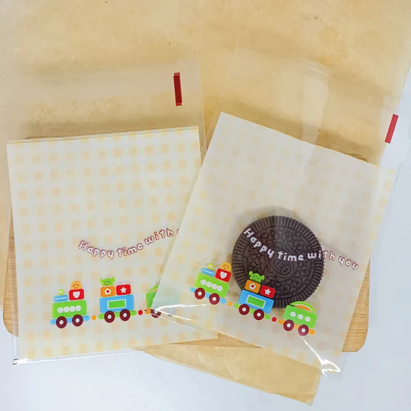 Self-Adhesive Bow-Knot Cookie Bags – 10x10cm Plastic Packaging for Parties