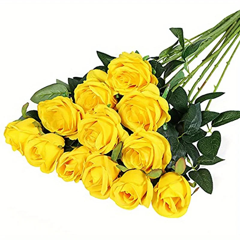 Realistic Artificial Rose Bouquet – Silk Floral Arrangements for Home Decor