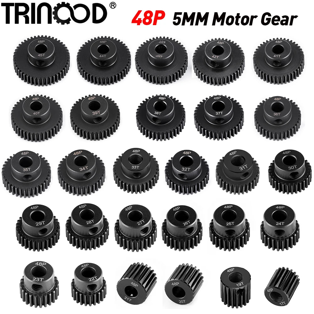 Steel Pinion Gear 17-45T for 5mm Shaft RC Buggy and Crawler