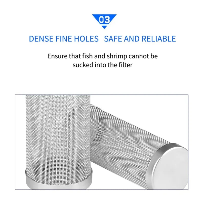 Stainless Steel Mesh Filter Guard – 12/16mm Inlet for Aquarium Tanks