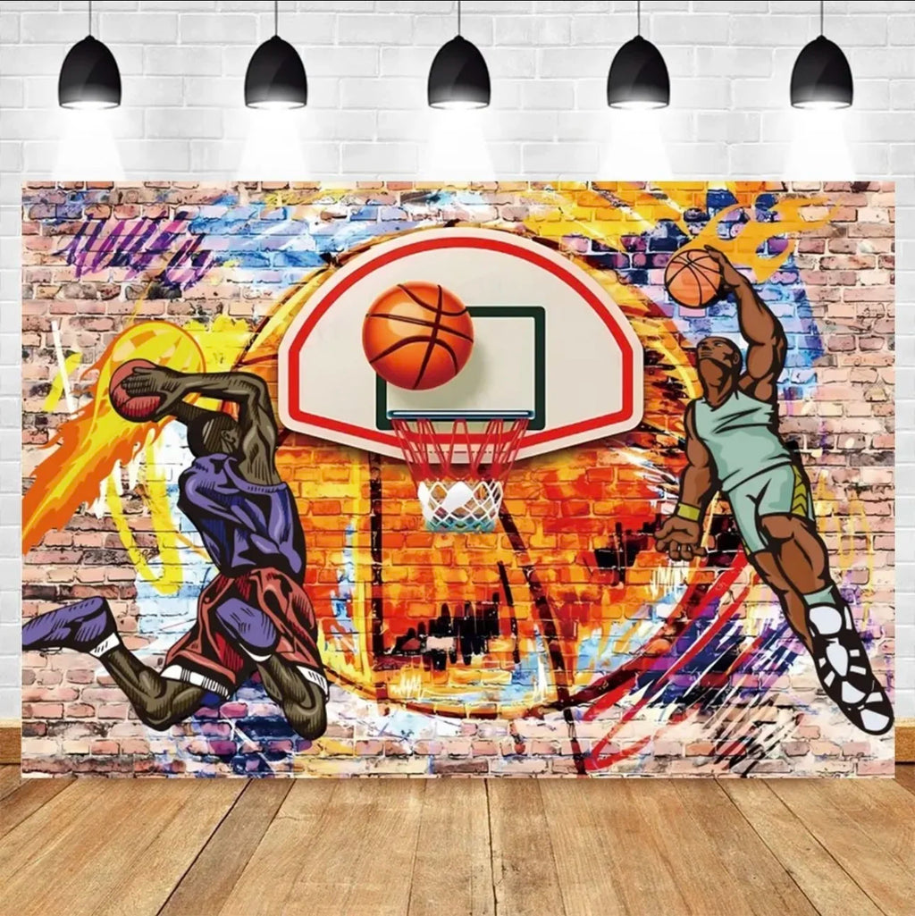 Basketball Stadium Photography Backdrop – Sport Theme for Kids Birthday Party