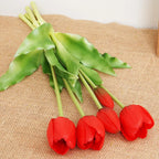 Silicone Real Touch Tulip Bouquet – Artificial Five-Head Flower for Home Decor