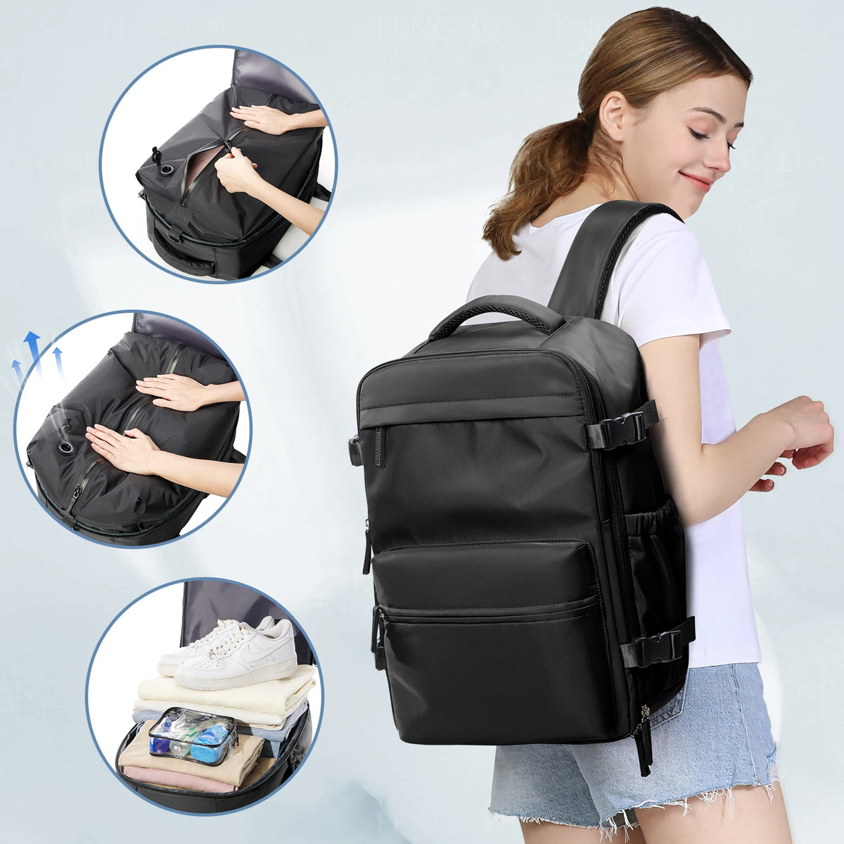 Expandable Travel Laptop Backpack – Large Capacity Business Bag for Men and Women