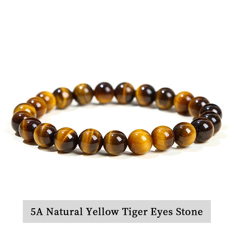 Natural Stone Bead Bracelet – Healing Crystal Gemstone Jewelry for Men and Women