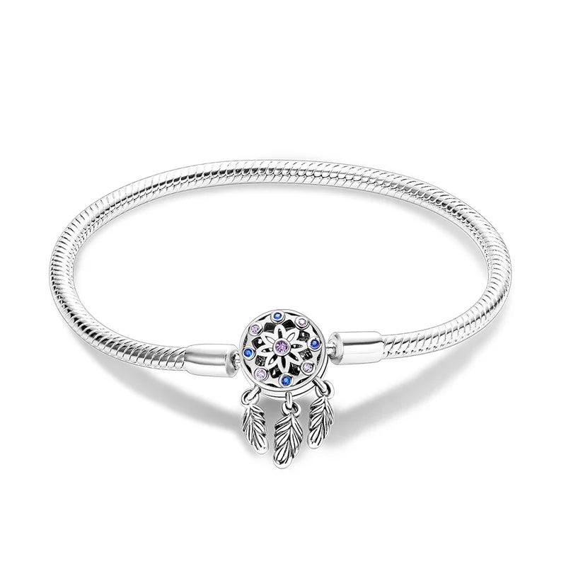 925 Sterling Silver Charm Bracelet – Adjustable Green Zircon for Birthday Gifts