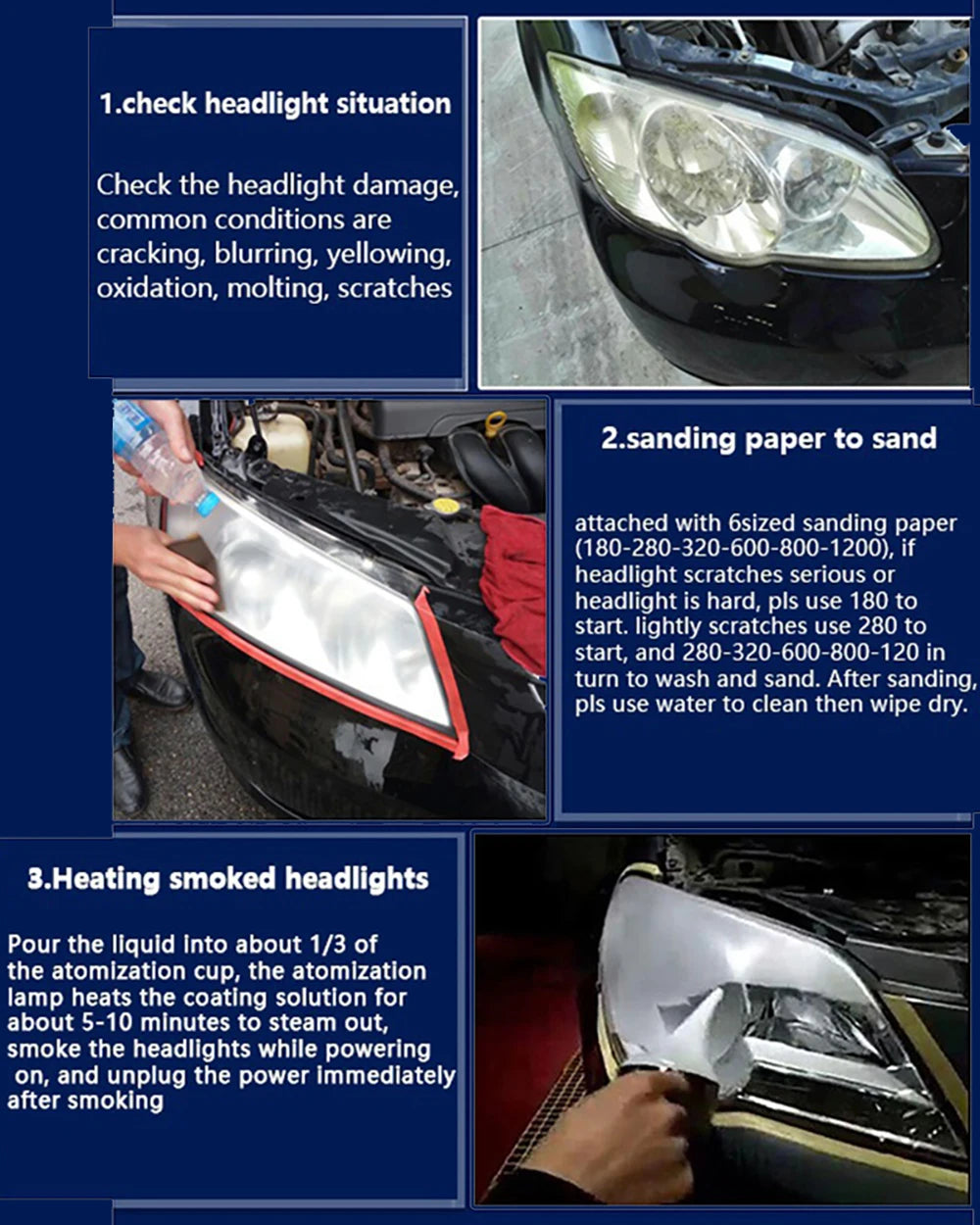Car Headlight Restoration Kit – Professional Lens Repair Liquid Tool