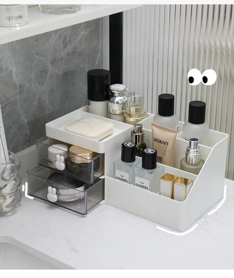 Transparent Desktop Organizer – Multi-Drawer Storage for Office Stationery