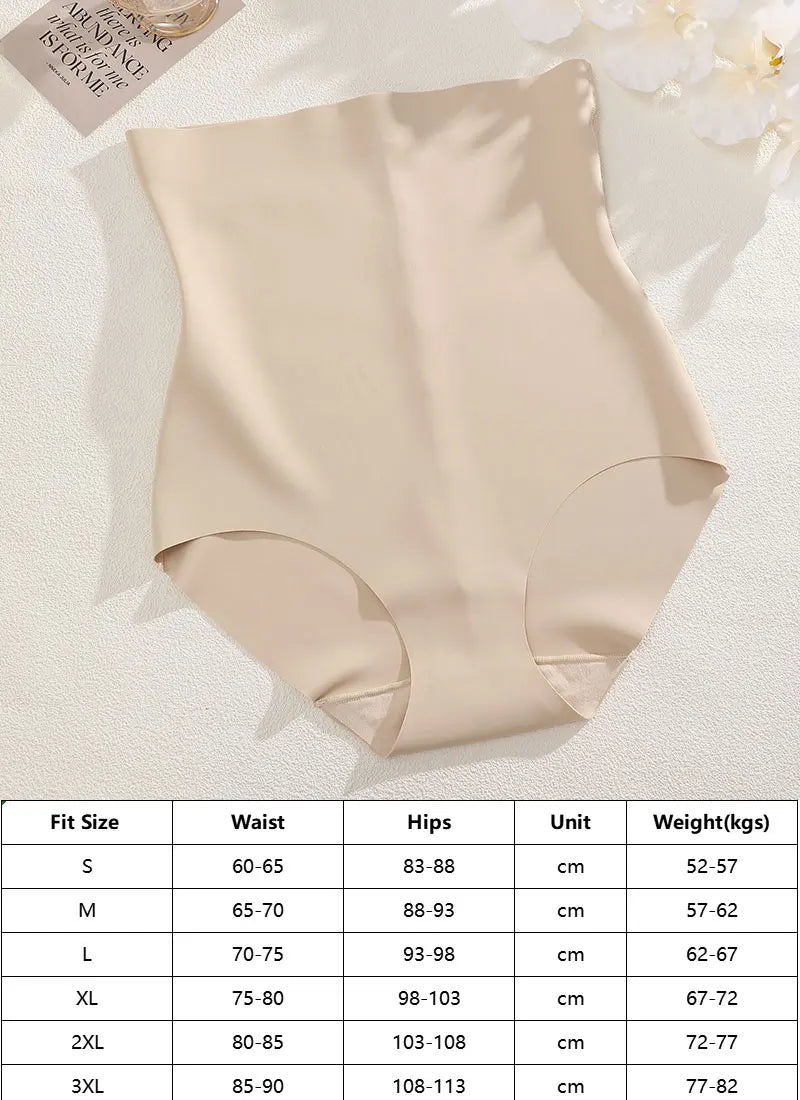 Seamless High Waist Shapewear – Ice Silk Tummy Control Panties for Women