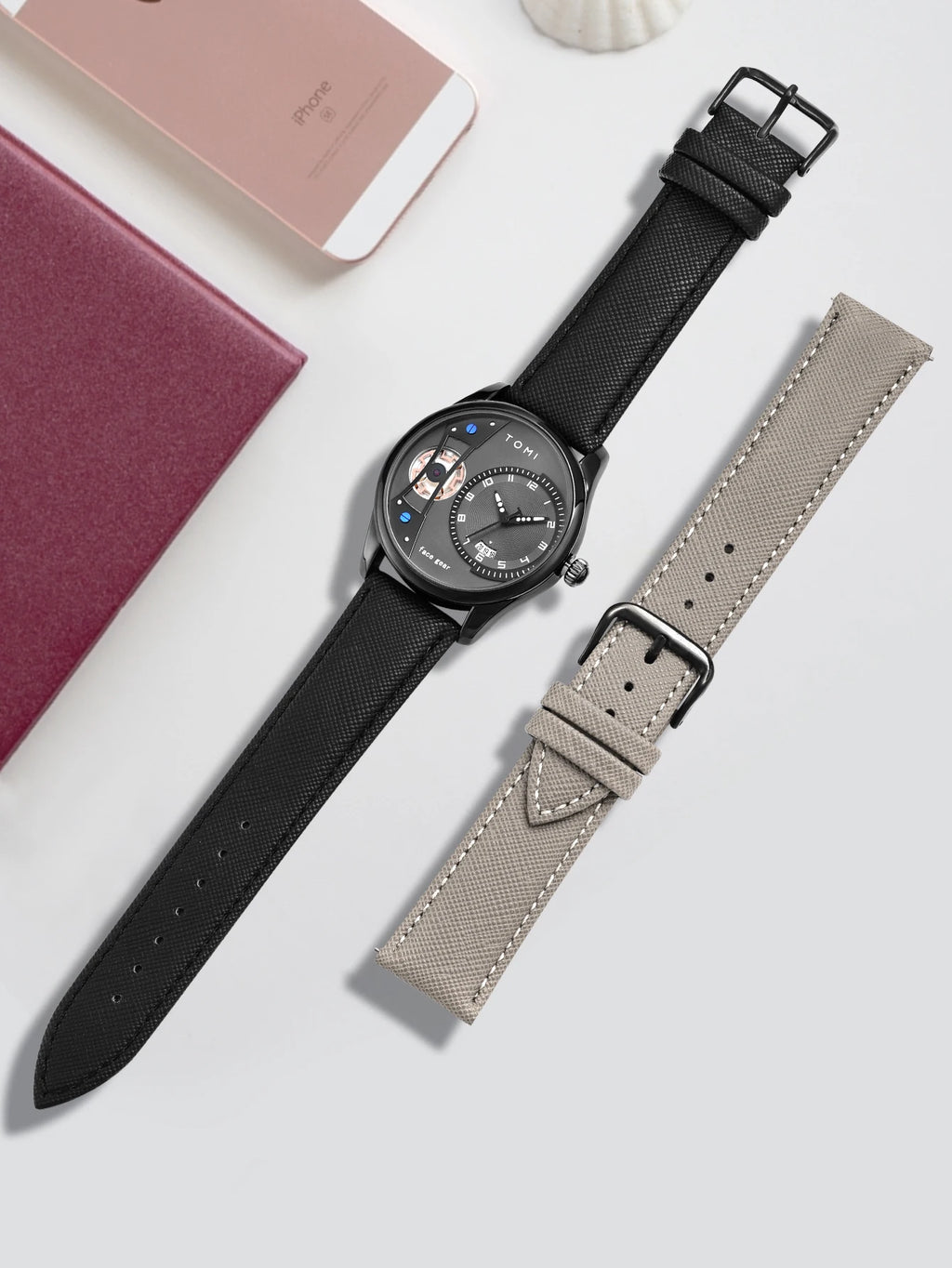 Minimalist Quartz Watch – Luxury Double Strap Set for Business Gift
