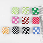 Plaid Checkerboard Folding Mirror – Portable Makeup Accessory for Travel