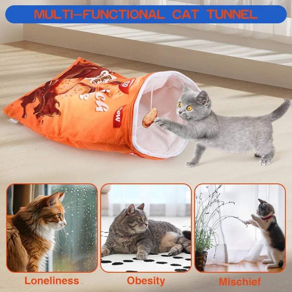 Collapsible Halloween Cat Tunnel – Gourmet Pattern Interactive Pet Toy