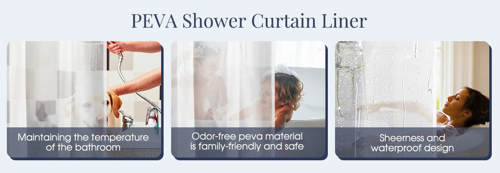 Clear PEVA Shower Curtain – Waterproof Mildew-Resistant Liner for Bathroom