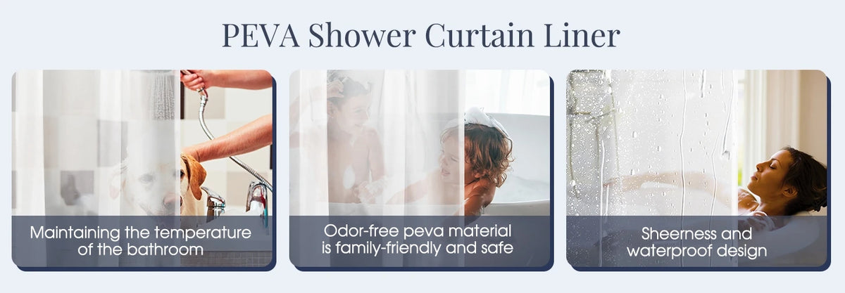 Clear PEVA Shower Curtain – Waterproof Mildew-Resistant Liner for Bathroom