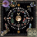 Moonlight Flower Tarot Tablecloth – Velvet Altar Mat for Witchcraft Rituals