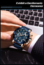 Stainless Steel Chronograph Watch – Luminous Waterproof Quartz for Men