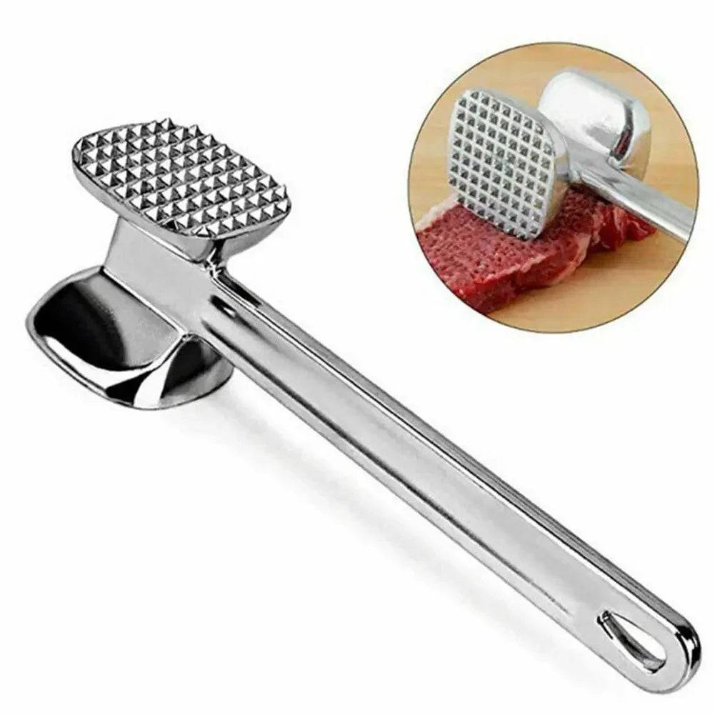 Stainless Steel Meat Tenderizer – Double-Sided Heavy Duty Hammer for Kitchen