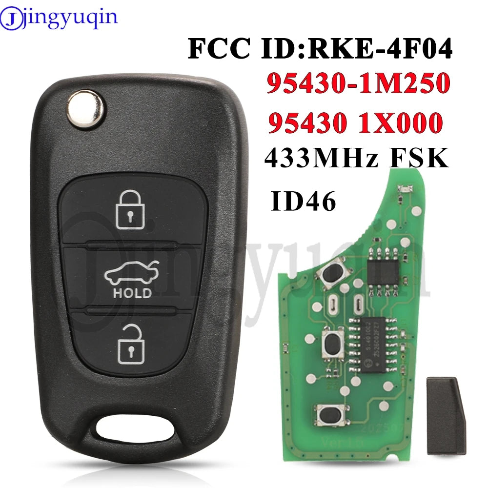 Flip Remote Car Key – 3 Button 433MHz Replacement for Kia Cerato